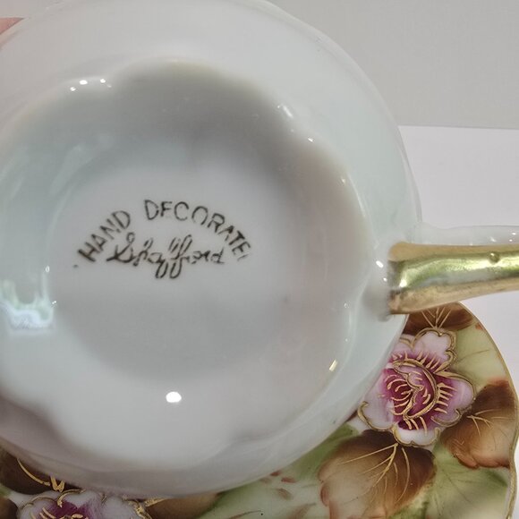 Shafford - Vintage Hand Painted Tea Cup & Saucer, Pink Peonies - Picture 4 of 7